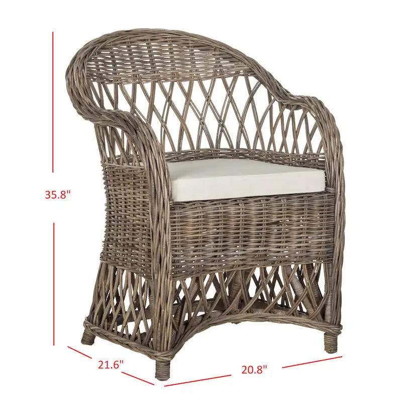Natural Rattan Club Chair - 25.5 x 26.5 x 35.5 - 26Wx27Dx36H