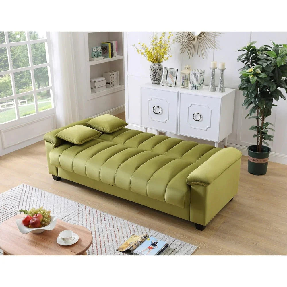 Fabric Upholstered Channel Back Living Room Convertible Sofabed