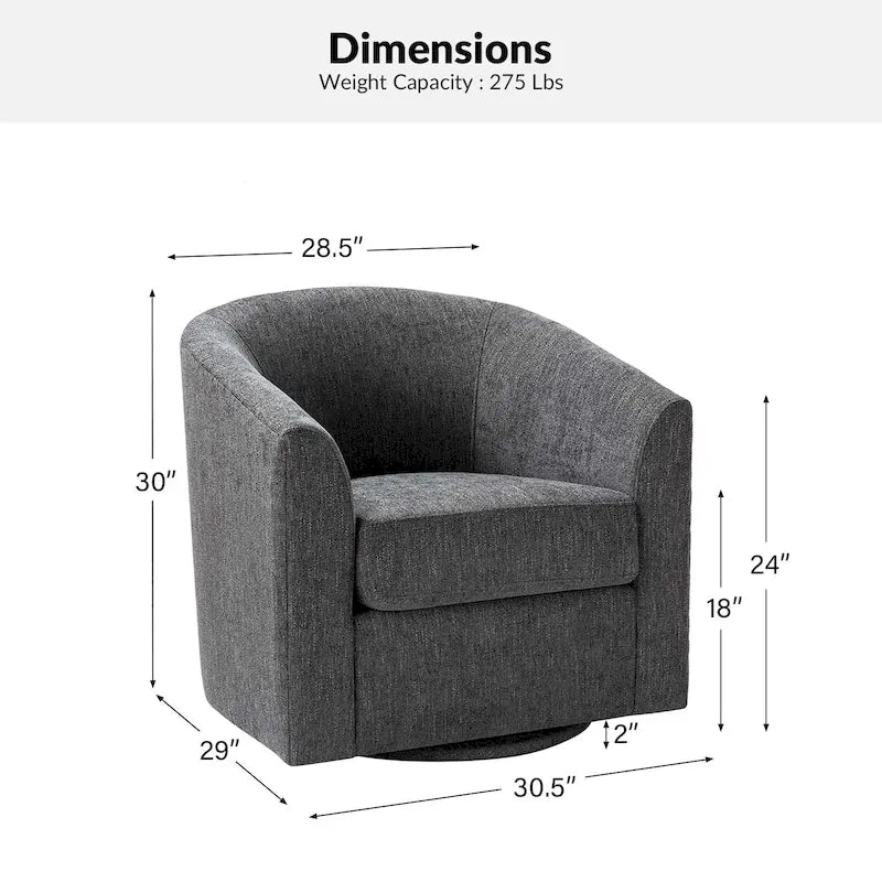 Cuenca Modern Upholstered Barrel Chair with Swivel Base