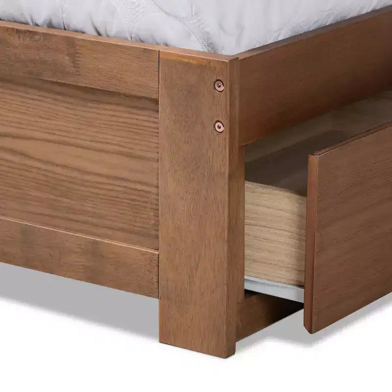Full Piera Modern Wood 3 Drawer Platform Storage Bed Walnut/Brown - Baxton Studio