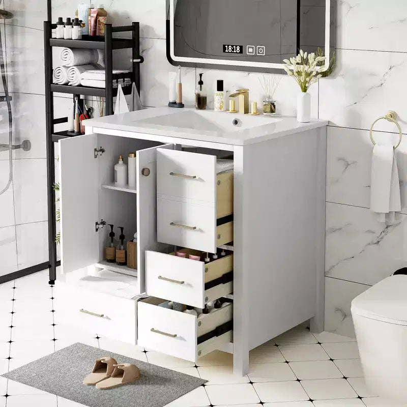 30-Inch Bathroom Vanity with Sink, Storage Drawers & Soft-Close Doors