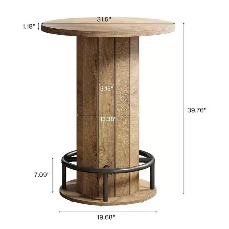 Industrial Farmhouse Round Bistro Table, Small Space Bar Table for Home Cafe Office