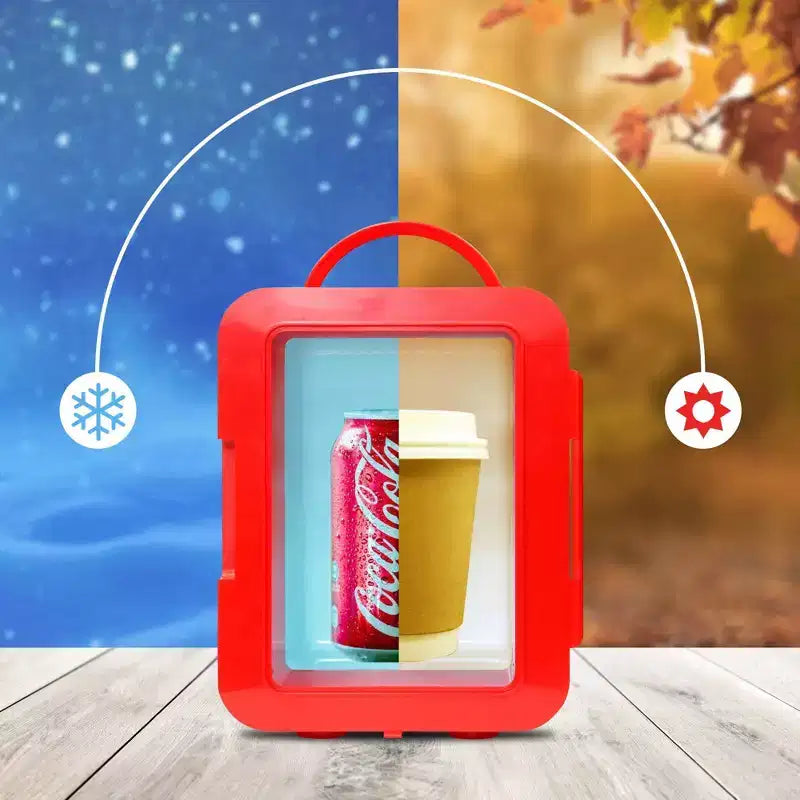Coca-Cola Smile 1971 Series 4L Cooler/Warmer 12V DC 110V AC Mini Fridge: Dorm Beverage Refrigerator, 6 Can Capacity