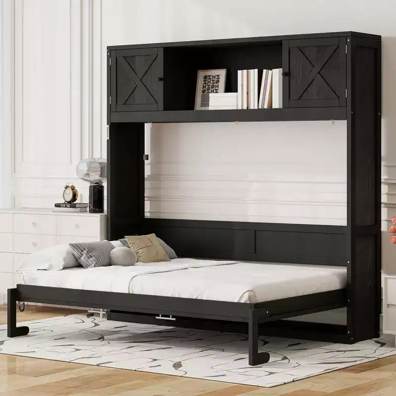 Whisen Full Size Murphy Bed with Storage Cabinets