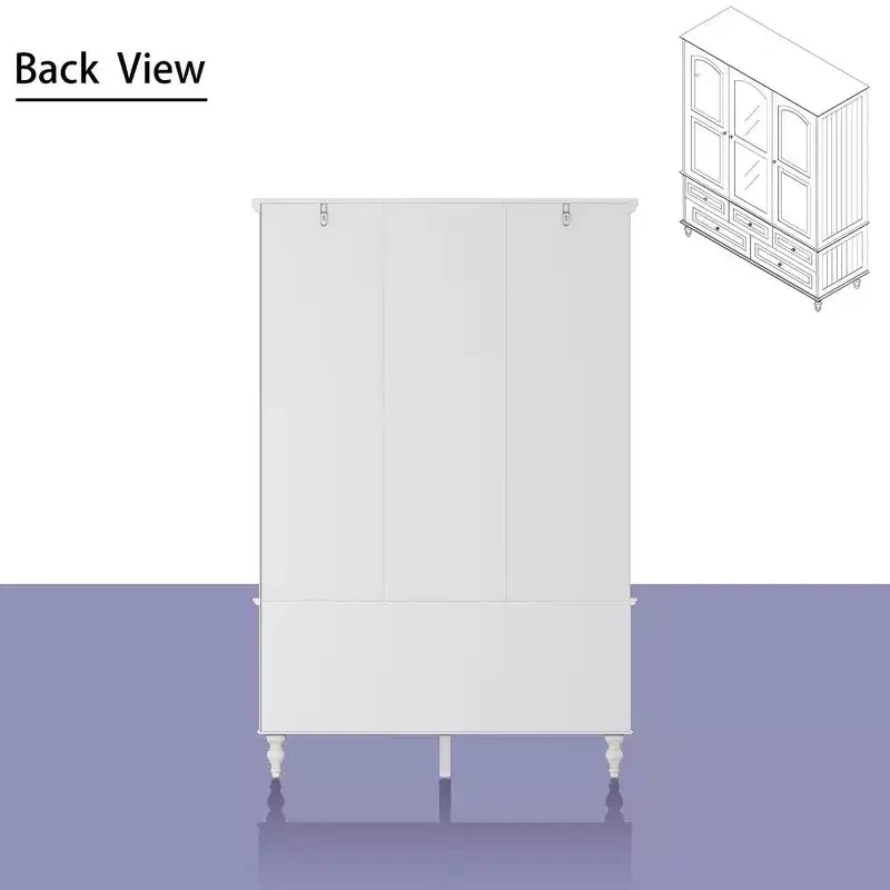 Wardrobe with Mirror 3 Doors 5 Drawers Classic Style