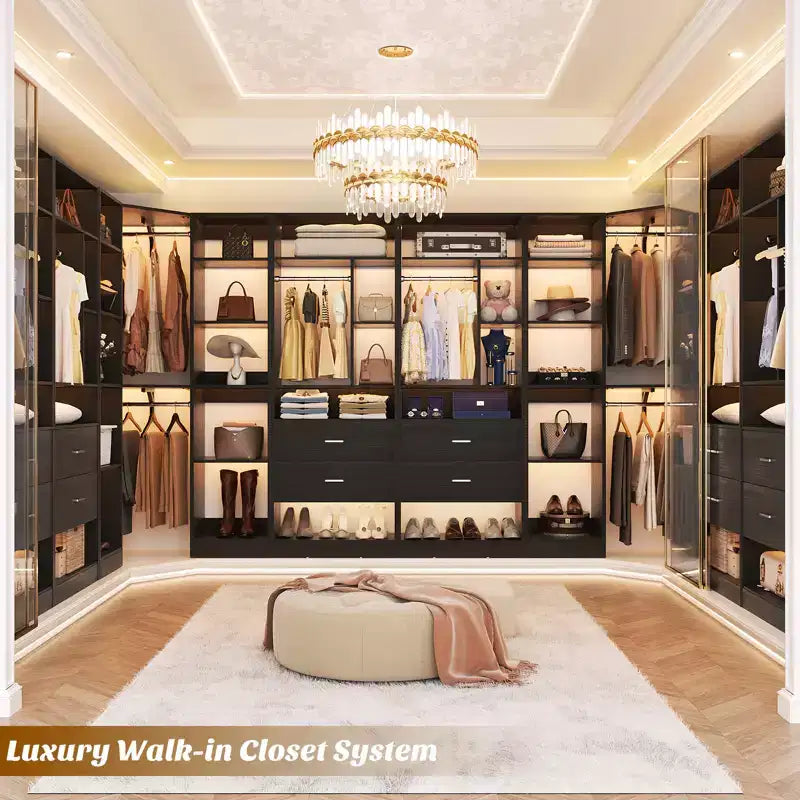 Corner Closet Organizer System with 2 Drawers