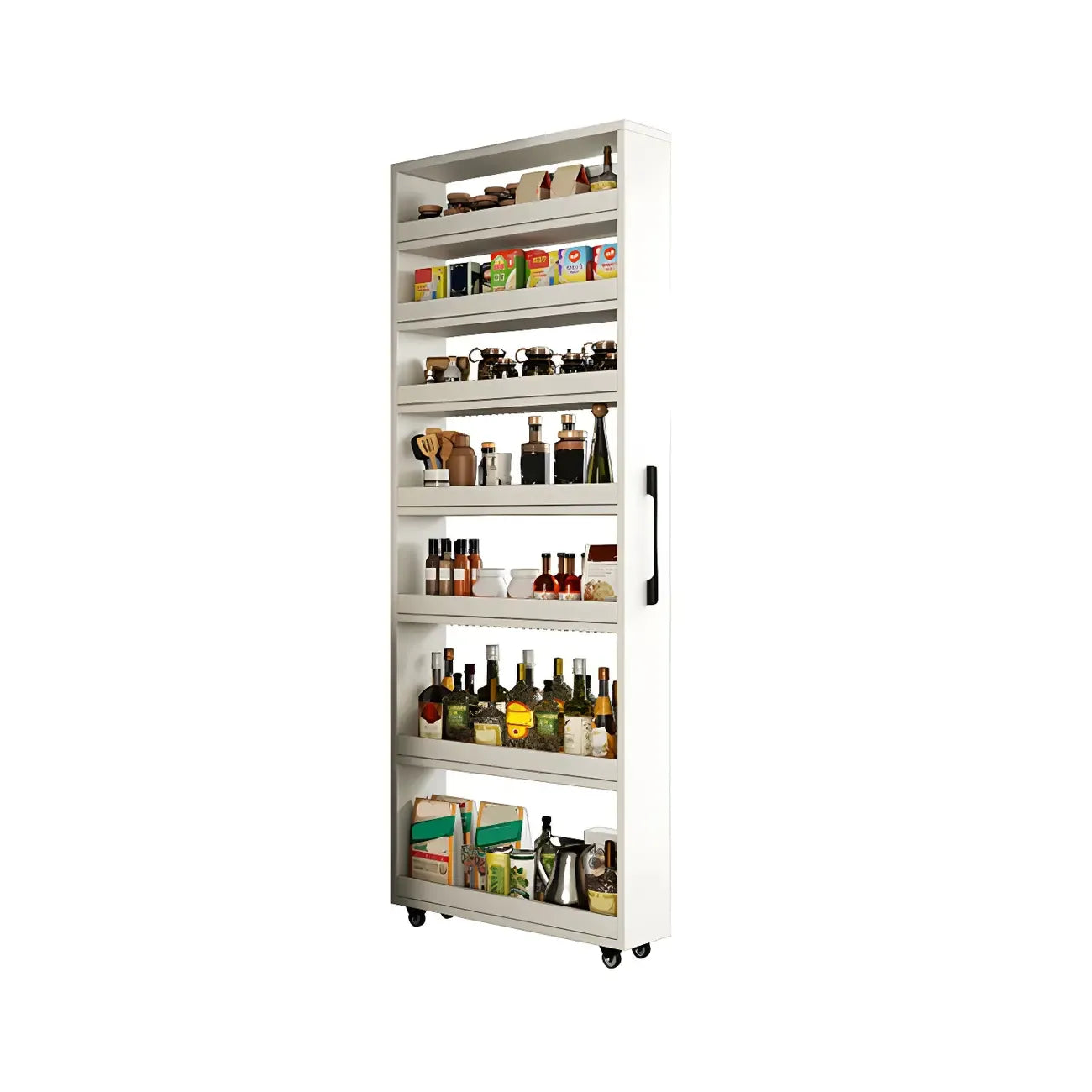 Modern Wooden Buffet Table with Open Shelves and Caster
