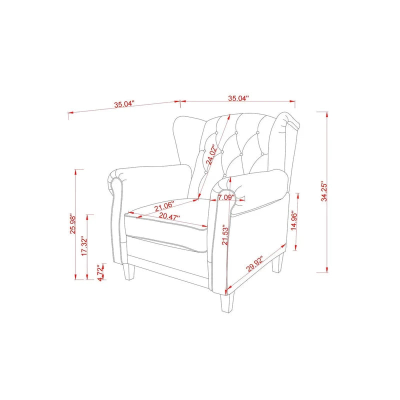 Modern Tufted Push Back Tufted Recliner Armchair