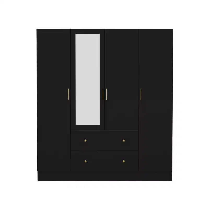 Modern Wardrobe with Mirror Closet Organization Armoire: Sturdy Rails, Smooth Drawers Practical & Stylish