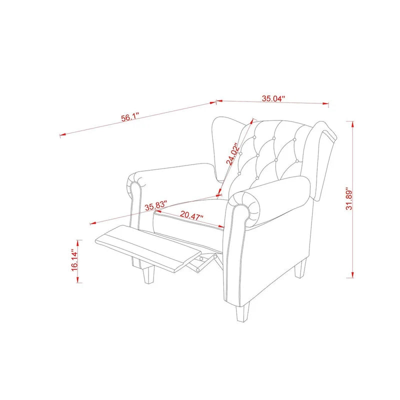Modern Tufted Push Back Tufted Recliner Armchair