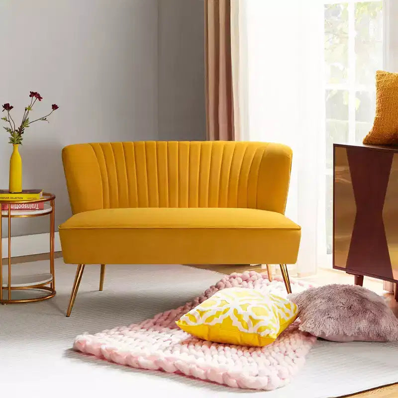 Velvet Nicolas Loveseat Chair Contemporary 2-Seater Sofa for Living Room and Bedroom Tufted Back Loveseat | Karat Home