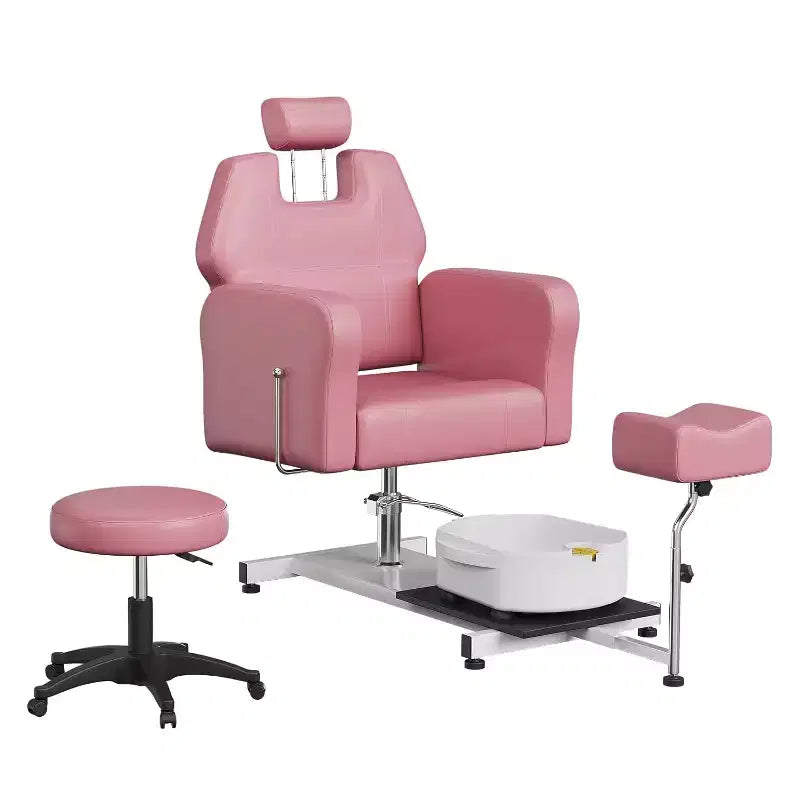Reclining Pedicure Chair Sofa with Stool, Footrest & Massage Foot Basin,for Foot Bath Pedicure Chairs, Beauty Spa Salon