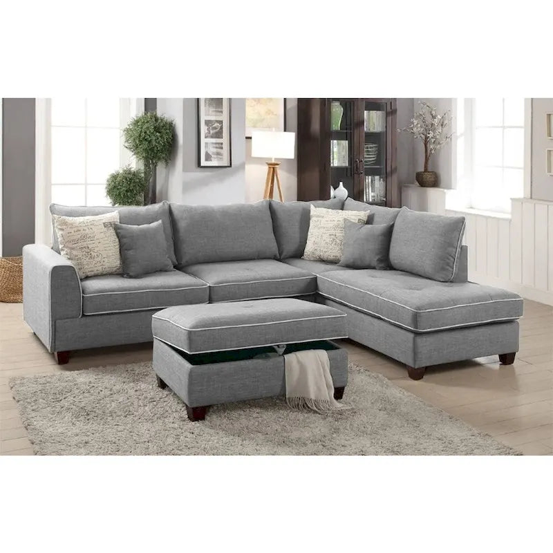 3 Piece Fabric Sectional Sofa