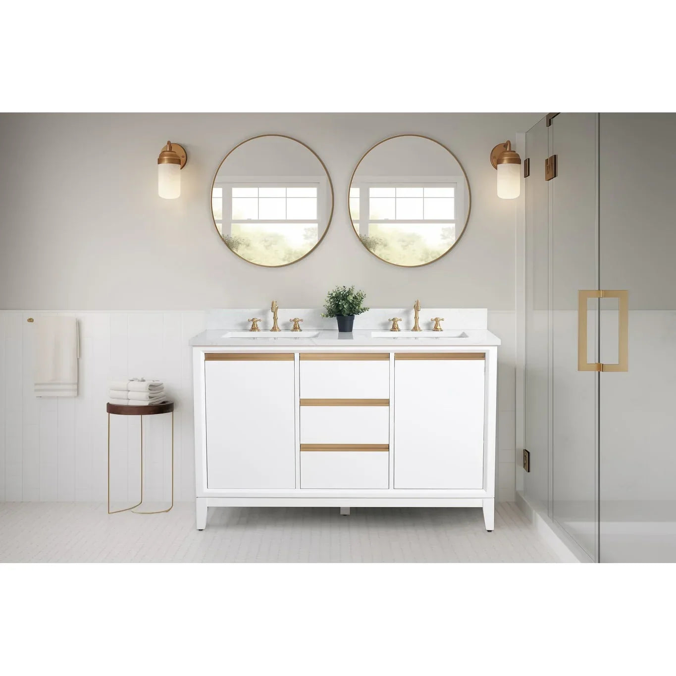 Vanity Art Bathroom Vanity with Ceramic Sink and Engineered Marble Top