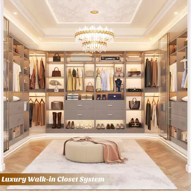 Corner Closet Organizer System with 2 Drawers