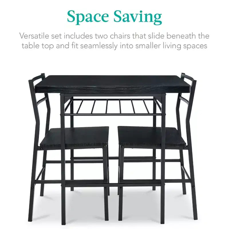 Best Choice Products 3-Piece Modern Dining Set, Square Table & Chairs Set w/ Steel Frame, Built-In Storage Rack