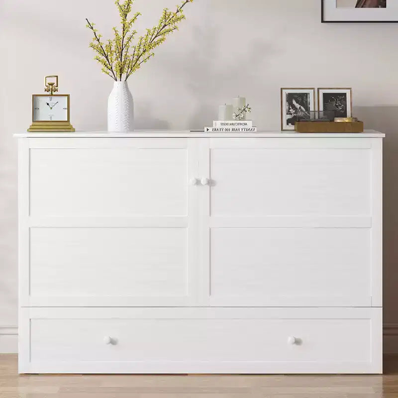 Murphy Bed Cabinet, Modern Murphy Bed Queen with Mattress, Built-in USB Charging Station & Drawers