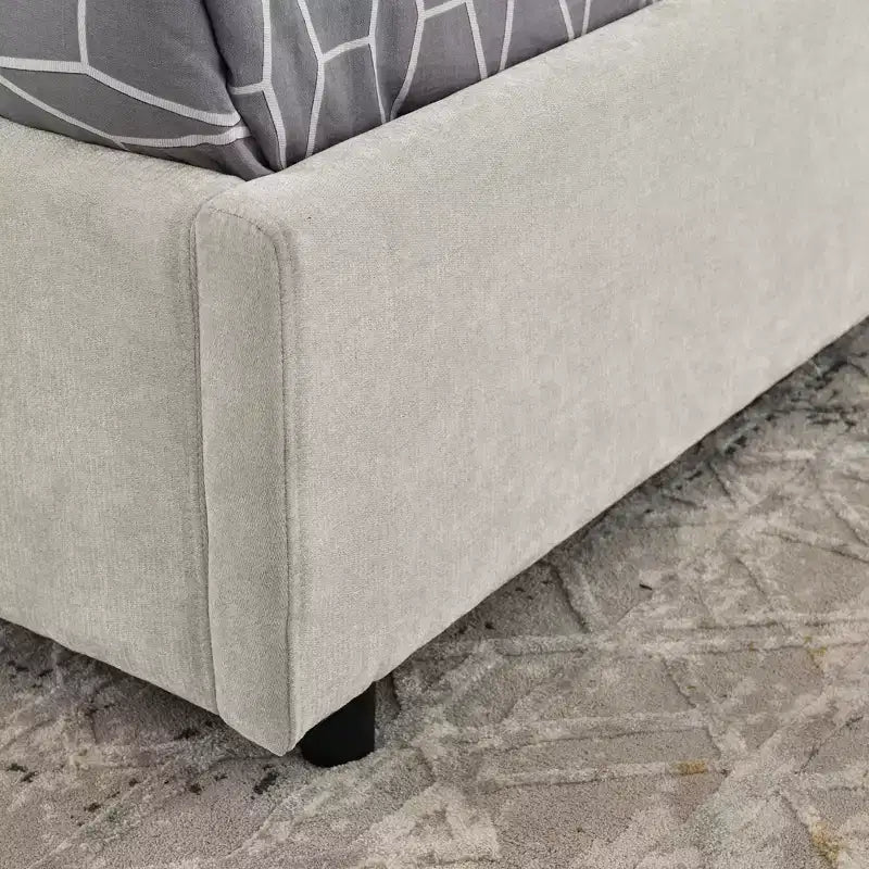 Queen/King Storage Platform Bed Frame Chenille Upholstered Bed with Soft Headboard
