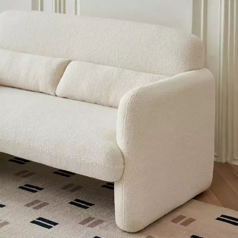 MAYEERTY Modern Lamb Fabric Loveseat Sofa Solid Wood Frame Toss Pillow Included