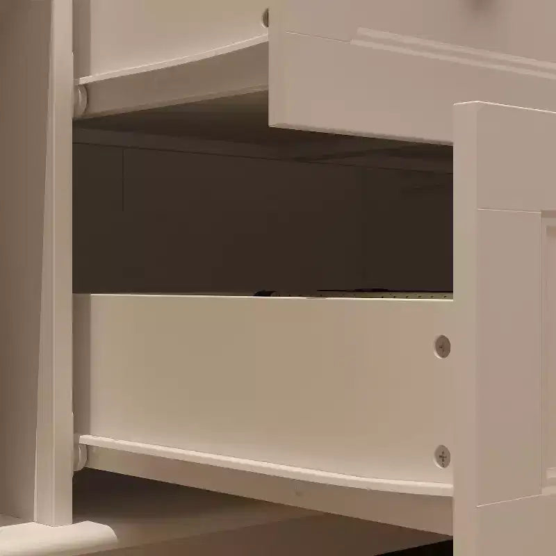 White Freestanding Wood Armoire With Drawers and Hanging Rods
