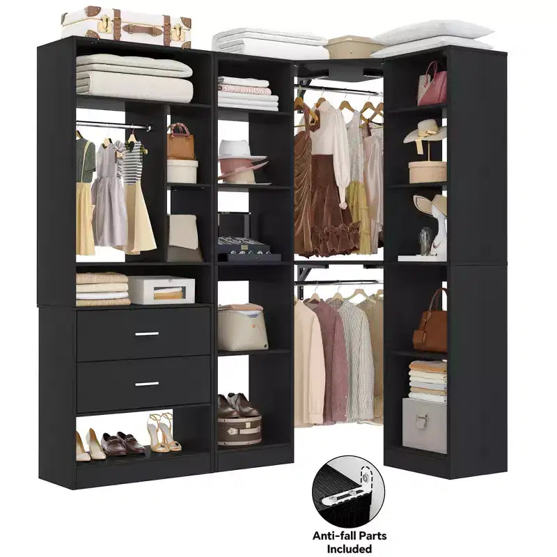 Corner Closet Organizer System with 2 Drawers