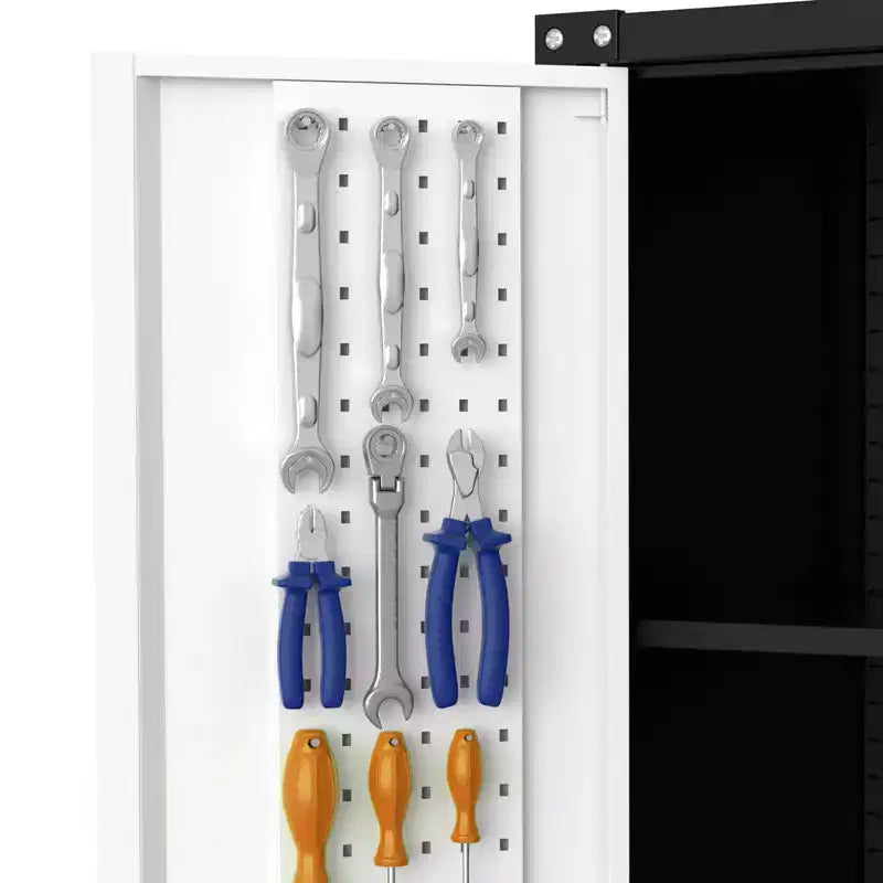 Steel Rolling Tool Cabinet with Lock | Heavy-Duty Garage Storage w/ 4 Adjustable Shelves & Pegboard