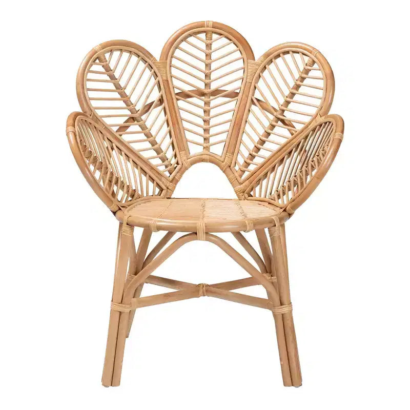 Eliava Natural Rattan Flower Accent Chair Natural Brown: Indoor Wicker, No Assembly Required