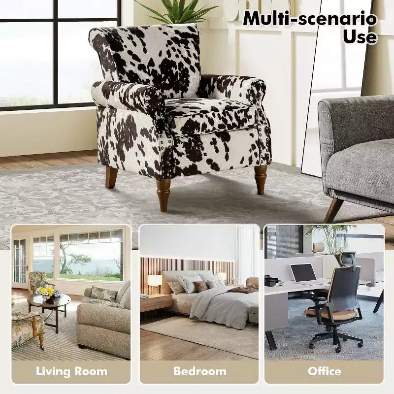 Traditional Wooden Upholstered Floral Armchair with Wingback and Nailhead Trim