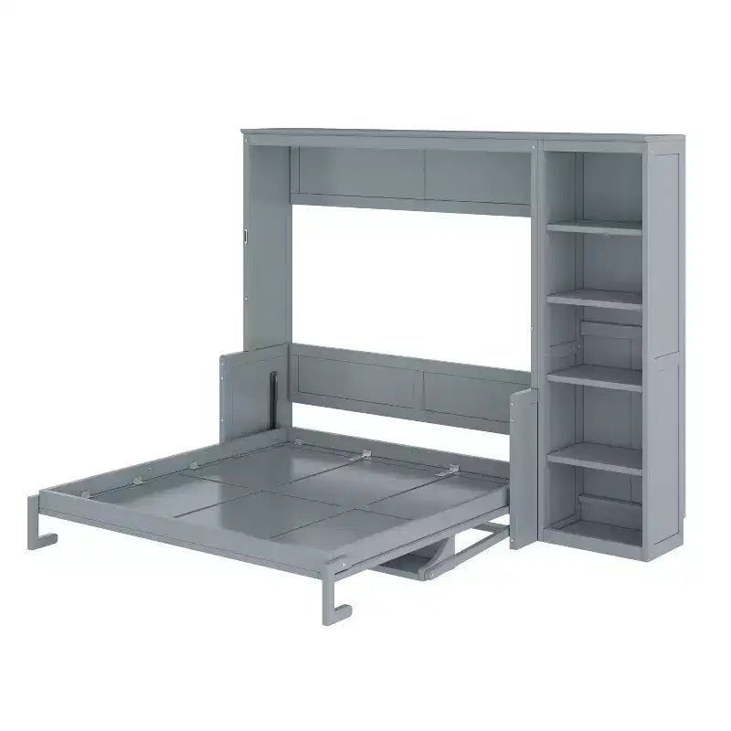 Queen Size Murphy Bed with Desk and Bookshelf