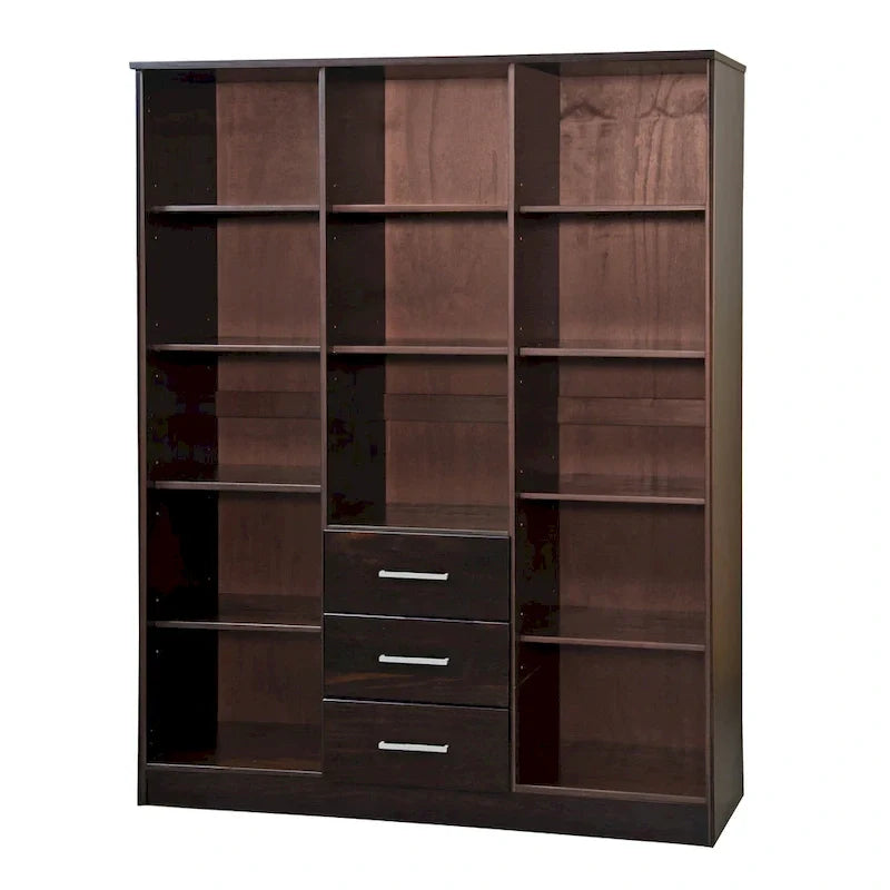 3-Door Solid Pine Wood Wardrobe Armoire, 72"H x 56"W, Mirrored or Panel Door, 3 Clothing Rods