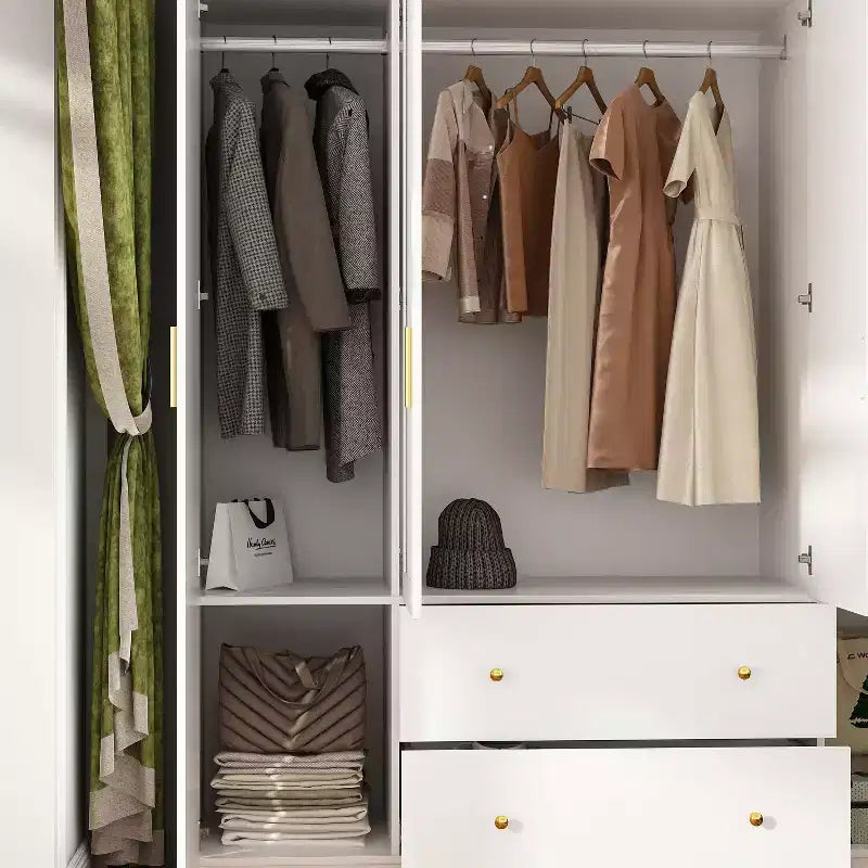 Modern Wardrobe with Mirror Closet Organization Armoire: Sturdy Rails, Smooth Drawers Practical & Stylish