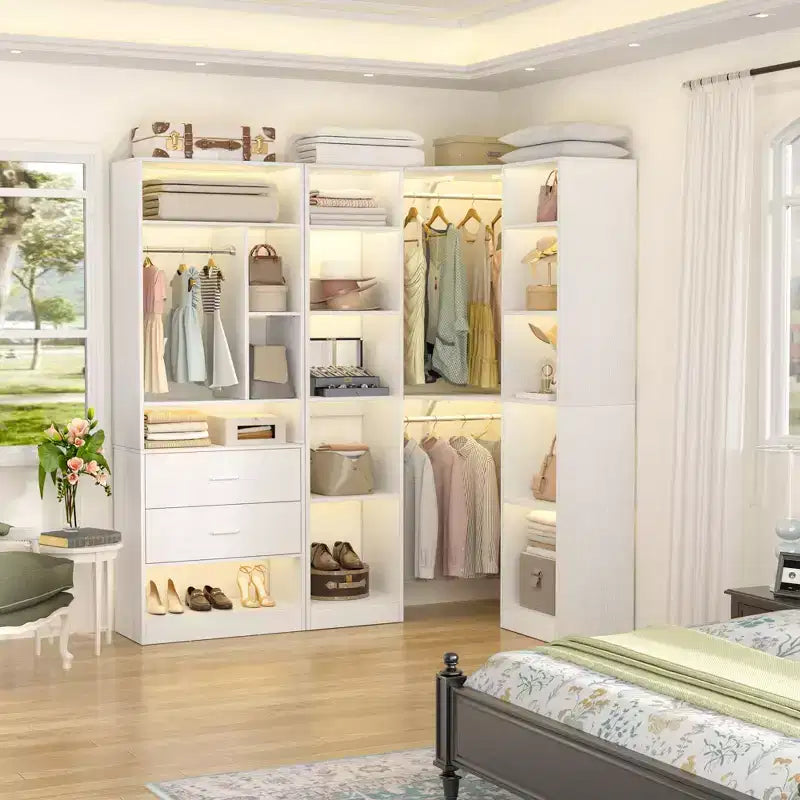 Corner Closet Organizer System with 2 Drawers