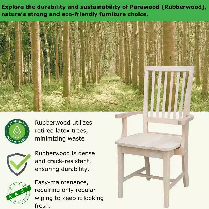 Mission Side Chair with Arms – Unfinished Solid Wood
