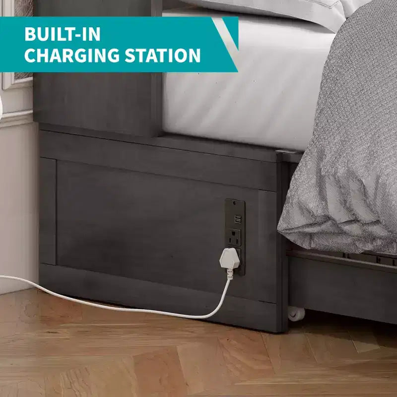 Murphy Bed Cabinet, Modern Murphy Bed Queen with Mattress, Built-in USB Charging Station & Drawers