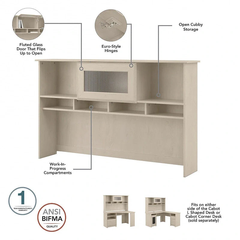 60" L-Shaped Computer Desk with Hutch, 5-Shelf Bookcase & File Drawer, 200 lb Desktop Capacity