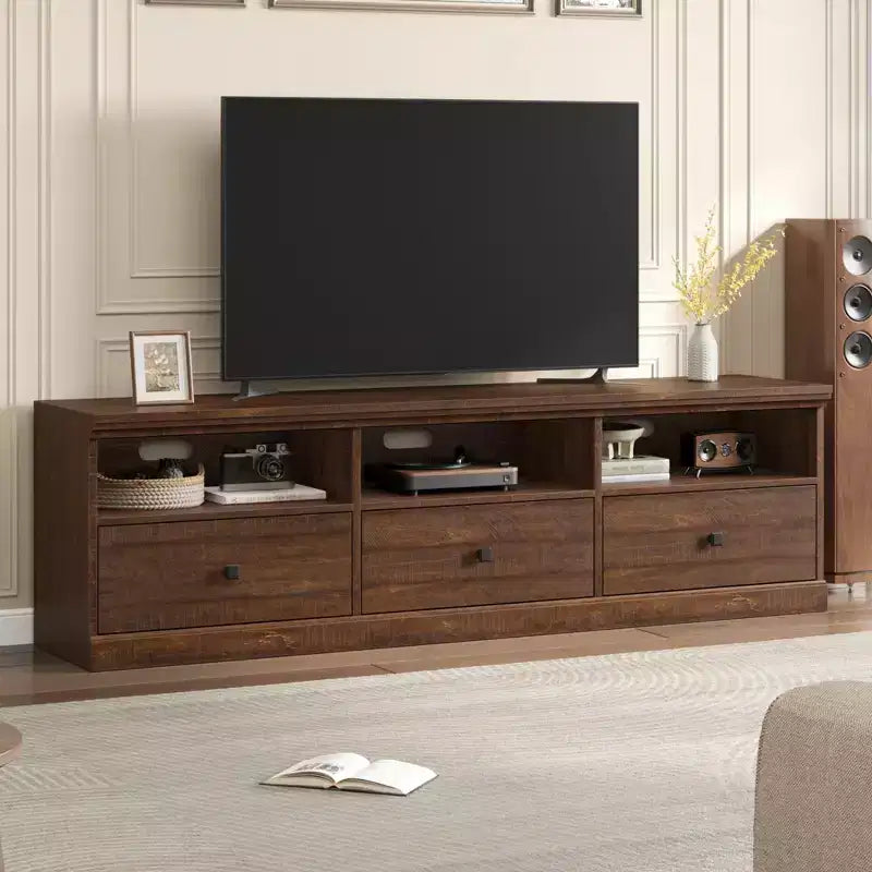 70" TV Stand for TVs up to 80", Mid Century Modern Entertainment Center with Drawers & Shelves