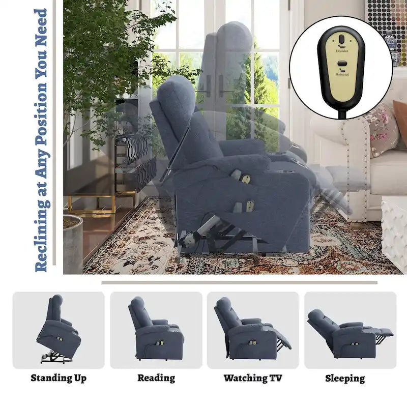 Soft Upholstered Electric Massage Recliner with Cup Holder & Dual Remote