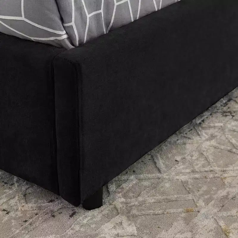 Queen/King Storage Platform Bed Frame Chenille Upholstered Bed with Soft Headboard