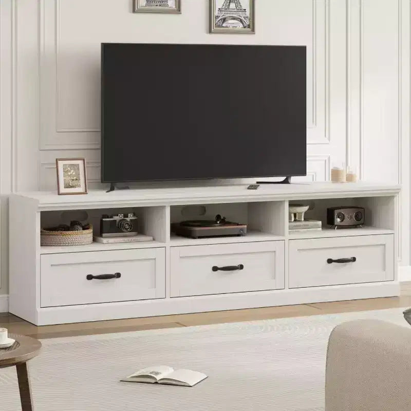 70" TV Stand for TVs up to 80", Mid Century Modern Entertainment Center with Drawers & Shelves