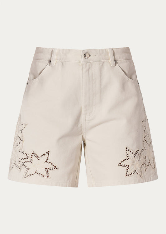 Beige cotton shorts that are versatile for everyday wear