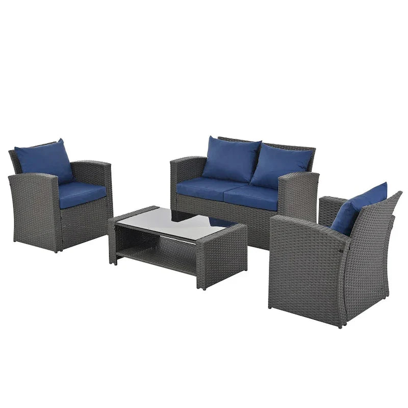 4-Piece Outdoor Patio Furniture Conversation Set
