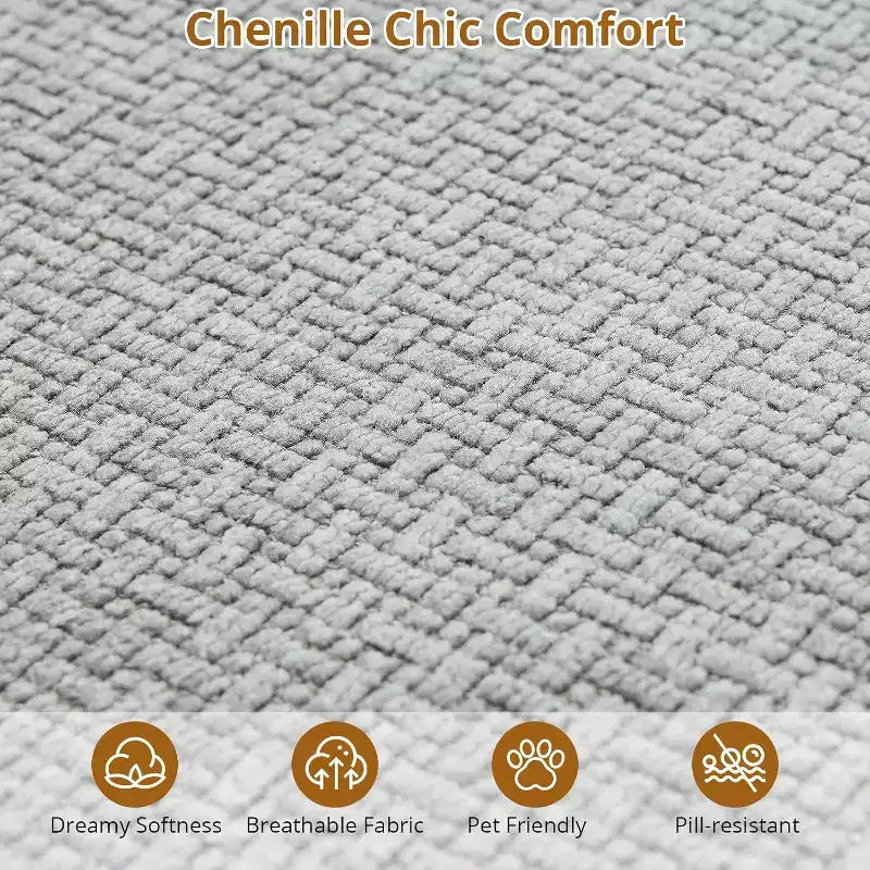 106'' Curved Modular Sectional Sofa with Chaise & Sleeper, Chenille Fabric, No Assembly for Living Room/Apartment/Bedroom