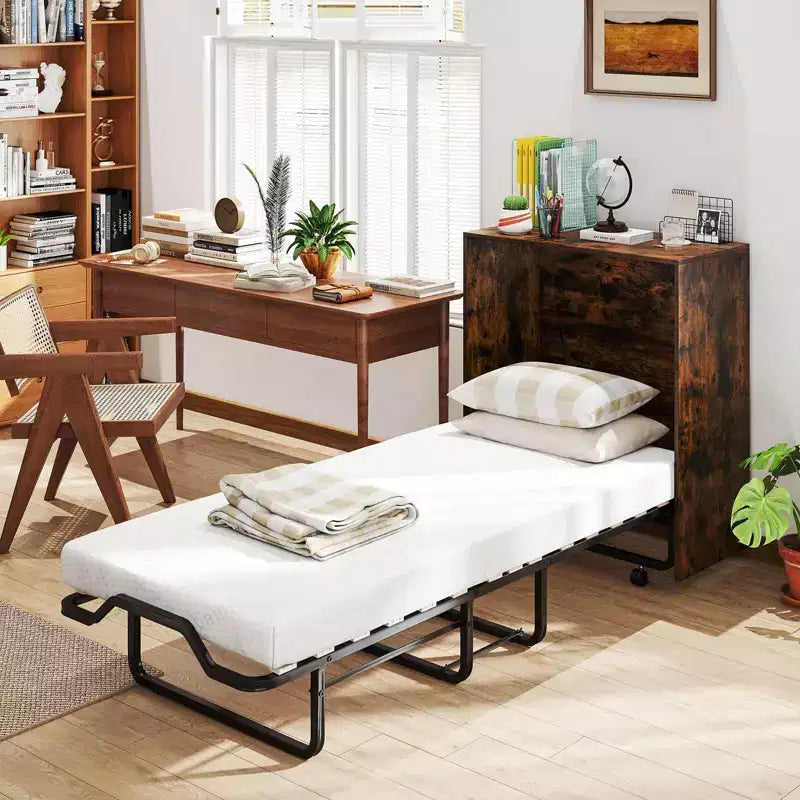Costway Cot Size Murphy Bed with Storage Rolling Murphy Cabinet with Foldable Bed