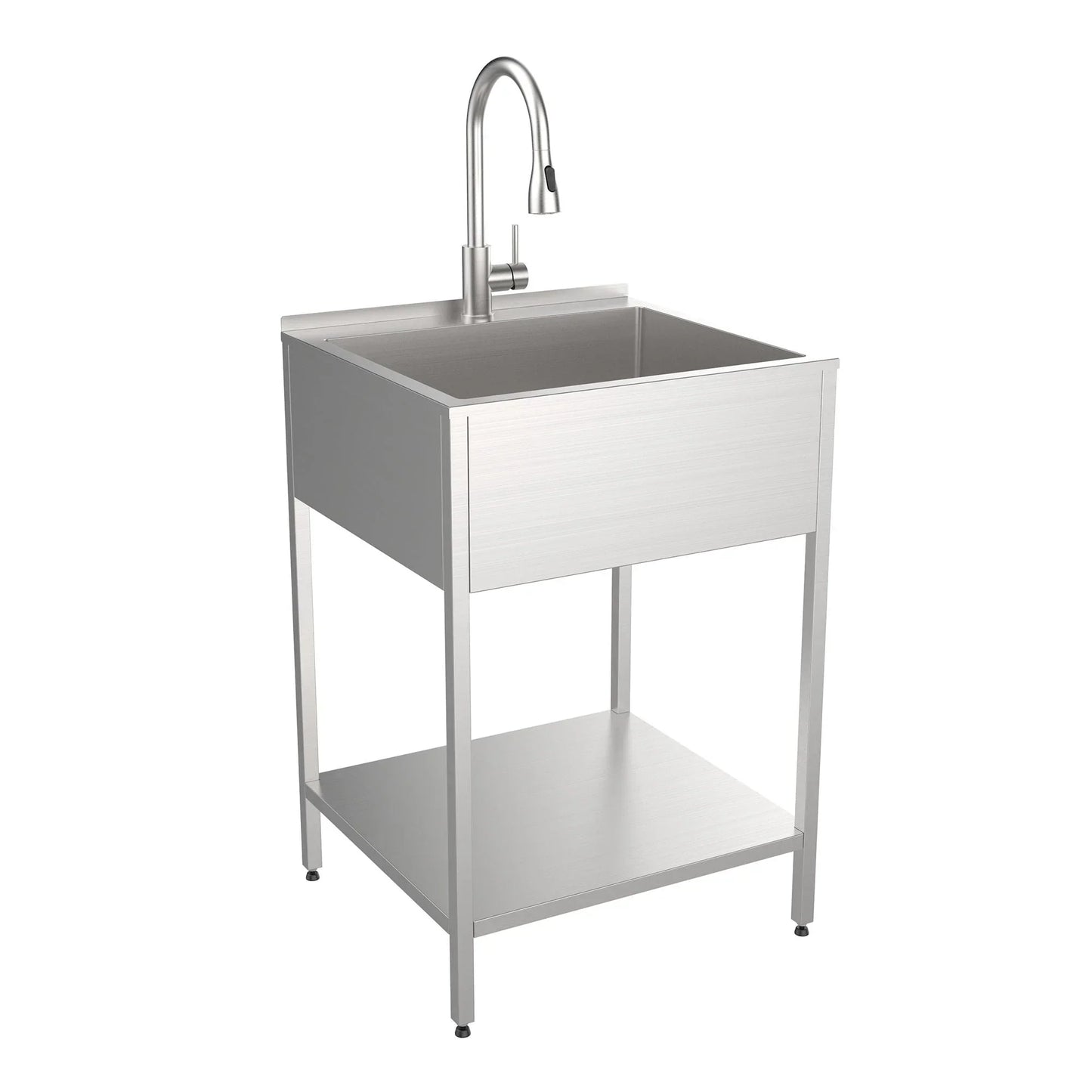 24-in W x 22-in D x 35-in H Stainless Steel Laundry Sink and Wash Stand