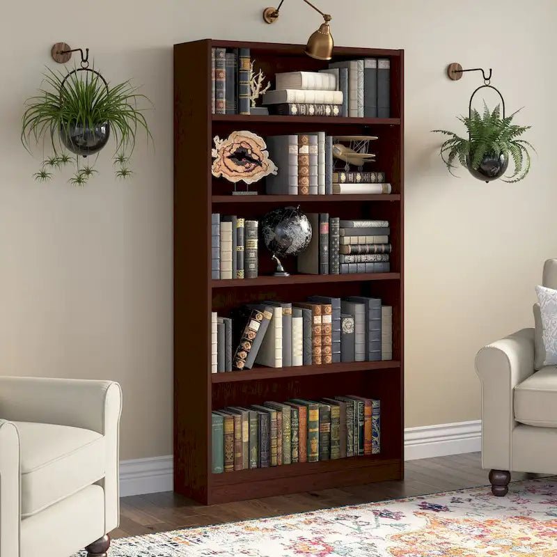 Tall 5-Shelf Bookcase Storage Unit – 72" Adjustable Shelves for Home & Office