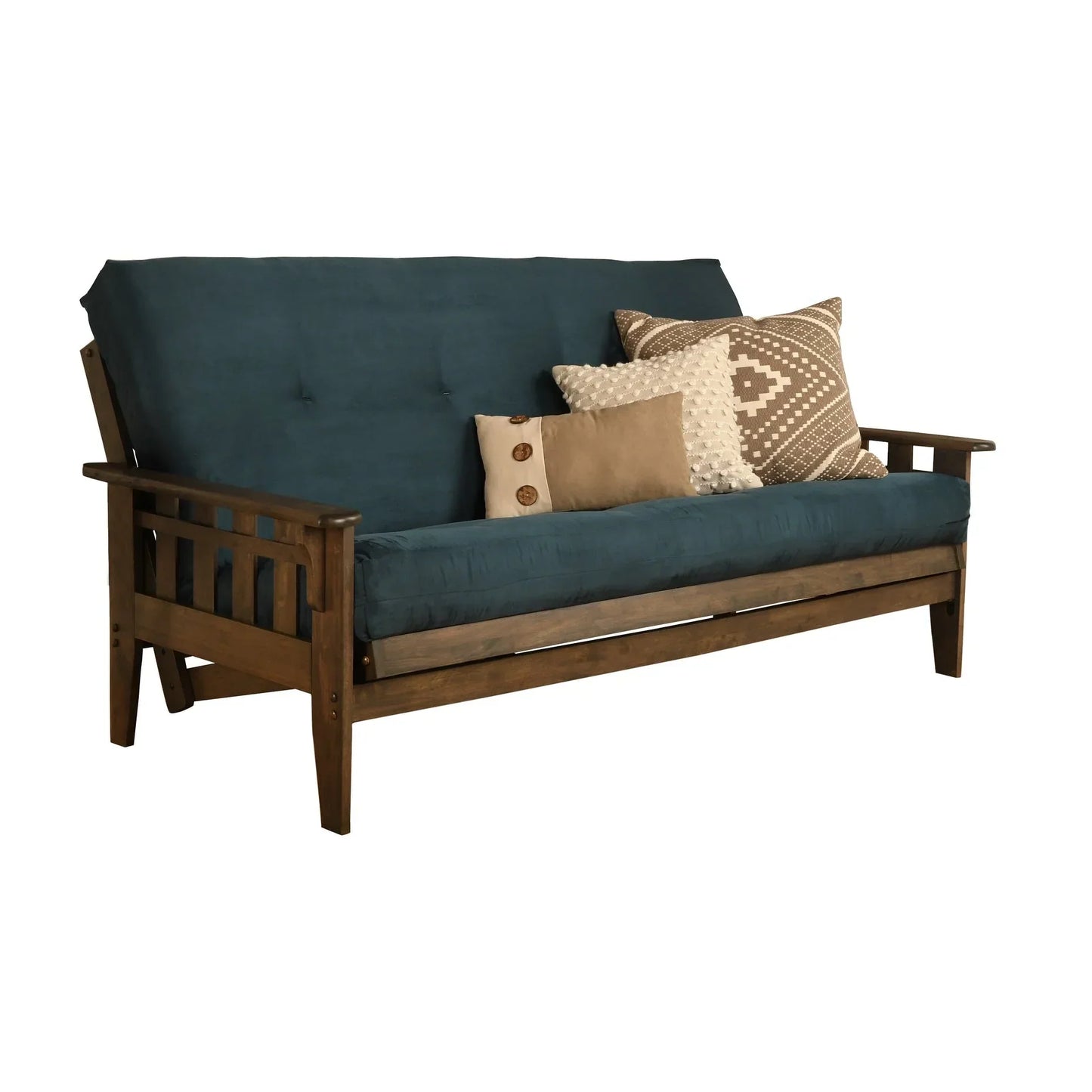 Full-size Rustic Walnut Futon Set with Mattress