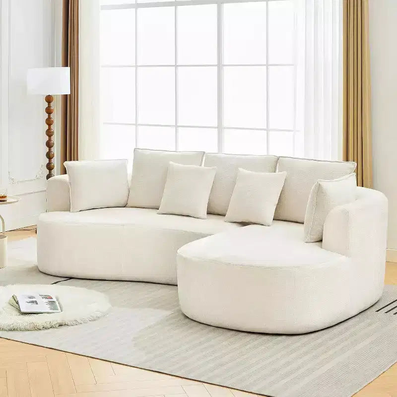 106'' Curved Modular Sectional Sofa with Chaise & Sleeper, Chenille Fabric, No Assembly for Living Room/Apartment/Bedroom