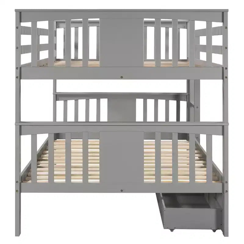 Modern Full over Full Bunk Bed with 2 Drawers