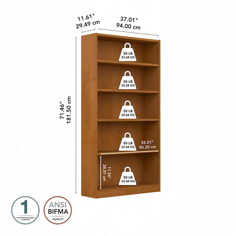 Universal Tall 5 Shelf Bookcase Storage by Bush Furniture