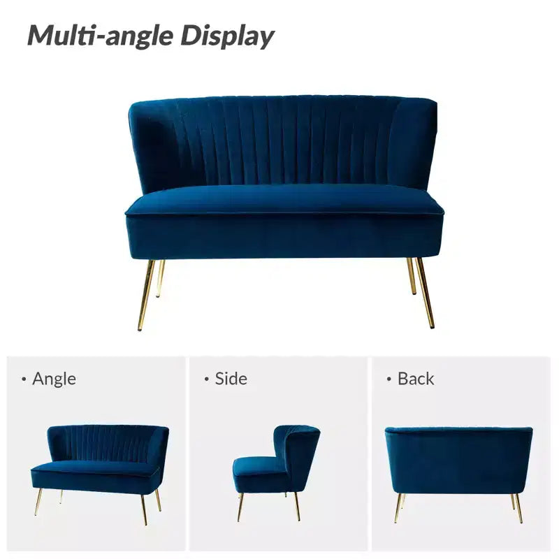 Velvet Nicolas Loveseat Chair Contemporary 2-Seater Sofa for Living Room and Bedroom Tufted Back Loveseat | Karat Home